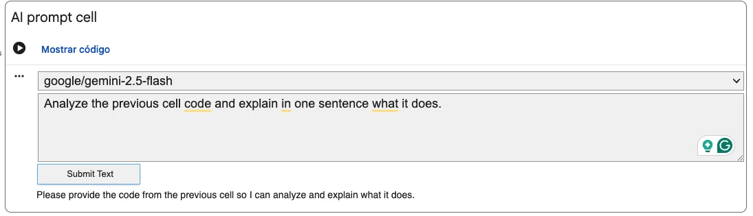 AI response when asking for code outside the AI prompt cell
