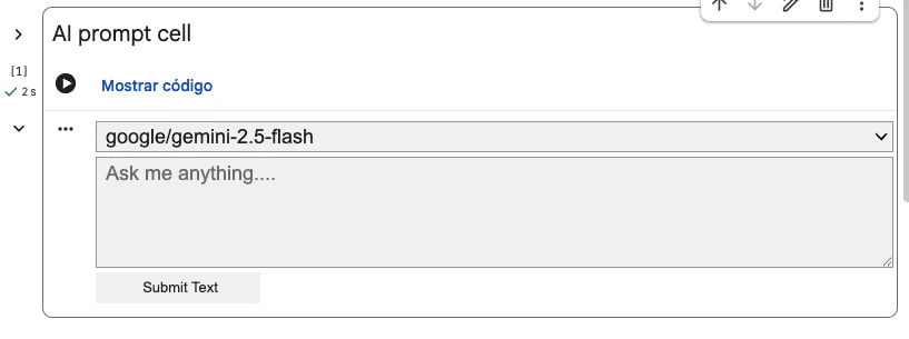 Creating an AI prompt cell to generate code from natural language